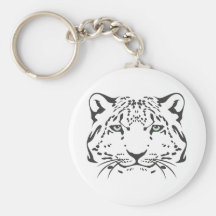 Serious Snow Leopard Keychains