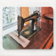 Sewing Machine Near Lace Curtain Mousemat
