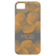 Shabby and chic soft peach rose blooms monogram