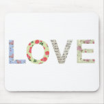 Shabby Chic Love Typography - white Mousepad