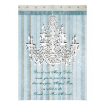 Shabby Chic Teal Chandelier Bat Mitzvah Invitations