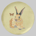 Shabby Floral Bunny Plate plates