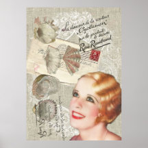 shabbychic seashell Vintage Paris Lady Posters