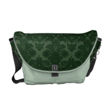 Shades of Green Damask Messenger Bag