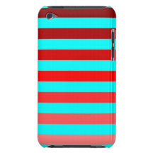 Shades of Red Stripes on Aqua Case-Mate iPod Touch Case