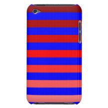 Shades of Red Stripes on Blue iPod Case-Mate Case