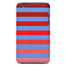Shades of Red Stripes on Cornflower Blue iPod Touch Case