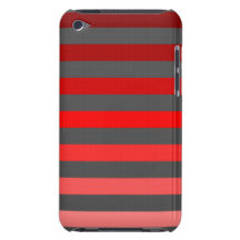 Shades of Red Stripes on Dark Grey Barely There iPod Case