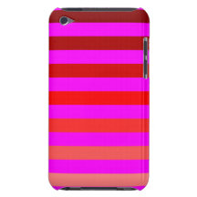 Shades of Red Stripes on Fuchsia Pink Barely There iPod Cases