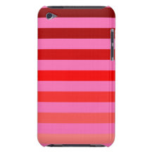 Shades of Red Stripes on Hot Pink Barely There iPod Covers