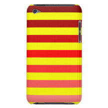 Shades of Red Stripes on Yellow Barely There iPod Case