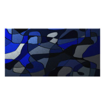 "Shadowed Blues" Modern Abstract Photo Cards