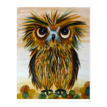 Shaggy owl big eyed wildlife post cards
