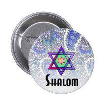 Shalom Paisley blue Pinback Button