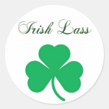 shamrock-Irish Lass Round Stickers