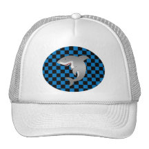 Shark with blue checkers mesh hat