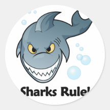 Sharks Rule! Round Sticker
