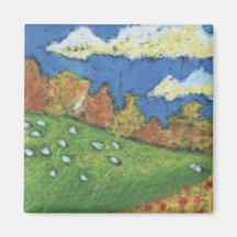 Sheep Custom Expressionist Art Magnet