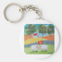 SHEEP FOLK ART KEYCHAIN