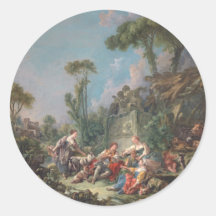 Shepherd's Idyll - François Boucher Round Stickers