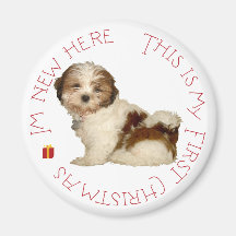 Shih Tzu Puppy First Christmas Fridge Magnets
