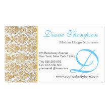 Shimmer Demask Winter Blue Elegant Business Card