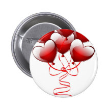 Shiny Bright Love Heart Balloons Button