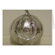 Shiny pumpkin head greeting card