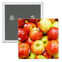 Shiny red apples pinback button