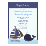 Ships Ahoy Blue Whale 5x7 Baby Shower Invitation