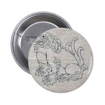 Shishi (lion) placed in front of shinto temples Uk Button
