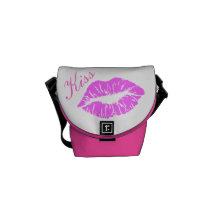 Shocking Pink Kiss Lips Rickshaw Messenger Bag