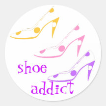 Shoe Shopping Addict Round Stickers