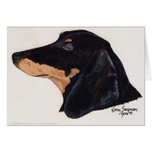 Short Haired, Dachshund, Acrylic Painting Greeting Card