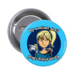 Shoulder devil plays rollerderby pin