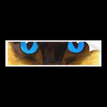 Siamese Cat Feline Art Painting - Multi bumper stickers