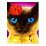 Siamese Cat Feline Art Painting - Multi Post Card