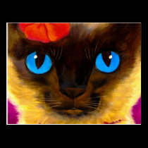 Siamese Cat Feline Art Painting - Multi postcards