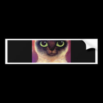 Siamese Cat Feline Butterfly Art - Multi bumper stickers