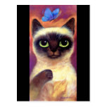 Siamese Cat Feline Butterfly Art - Multi Postcards