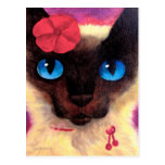Siamese Cat Feline Pet Painting - Multi Post Card