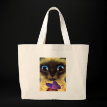 Siamese Cat Painting With Butterfly - Multi bags