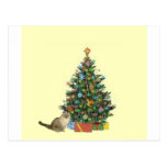 Siamese Cat With Christmas Tree Post Cards