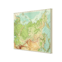 Siberia map with shipping routes canvas print