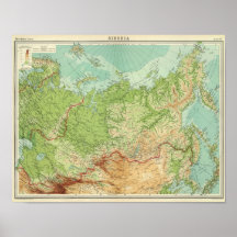 Siberia map with shipping routes posters