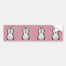 Siberian Husky Cartoon Bumper Sticker