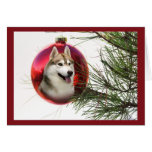 Siberian Husky Christmas Card Hanging Ball