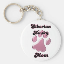 Siberian Husky Mum Pink Pawprint Keychain