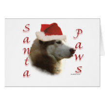 Siberian Husky Santa Paws Greeting Card