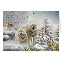 Siberian Husky Winter Scene Cards